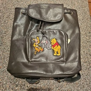 Vintage Walt Disney World Pooh Eeyore Tigger braun PVC Leder Rucksack bestickt - Bild 1 von 20