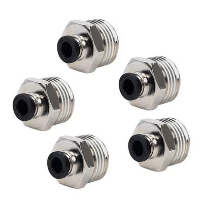 5 Pcs, Pneumatic 10mm OD Tube x 1/2" NPT Male Connector Push Connect Fitting - Image 1 of 4