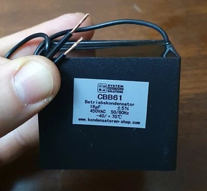 Operating Capacitor 50/60Hz 18uF / Μf CBB61 450 VAC, with Cable - Picture 1 of 3
