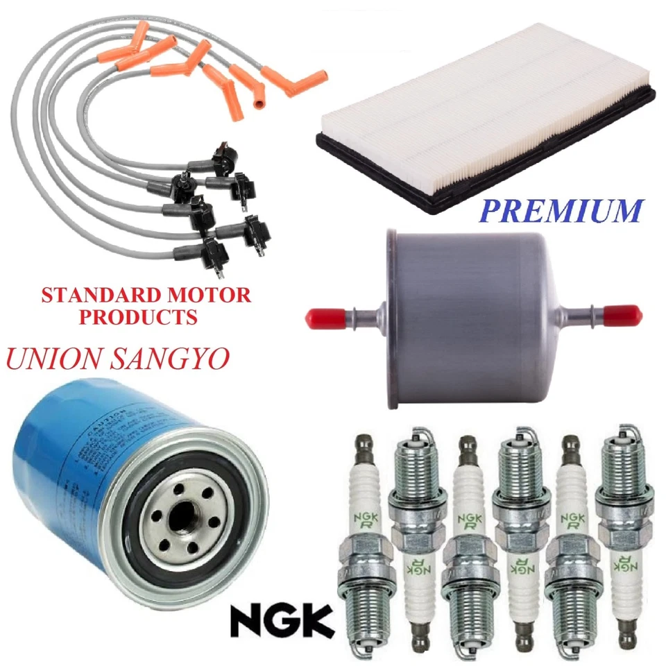 Tune Up Kit Air Oil Fuel Filters Wirre Spark Plugs For FORD RANGER V6 4.0L 1990 - Image 1 of 1