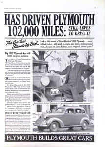 1937 Plymouth Classic Car Print Ad That Stands Up Best 8"X11.5" - Picture 1 of 3