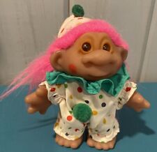 Vintage Dam 4.5" Troll Polka Dots Clown Doll Pink Hair Collectible Toys 1986
