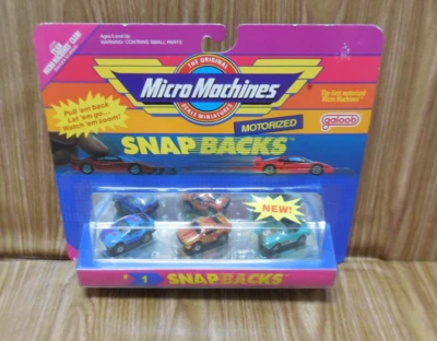 NOS Micro Machines Motorized Snap Backs #1 1989 CUT CARD Sealed Vette Shelby GT - Image 1 of 4