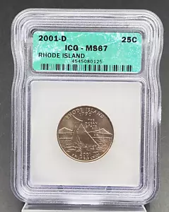 2001 D Rhode Island State Statehood Quarter Coin MS67 ICG #2 - Picture 1 of 4