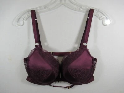 Sutiã Victoria's Secret cetim e renda 36DD roxo alça dupla com aro - Imagem 1 de 4