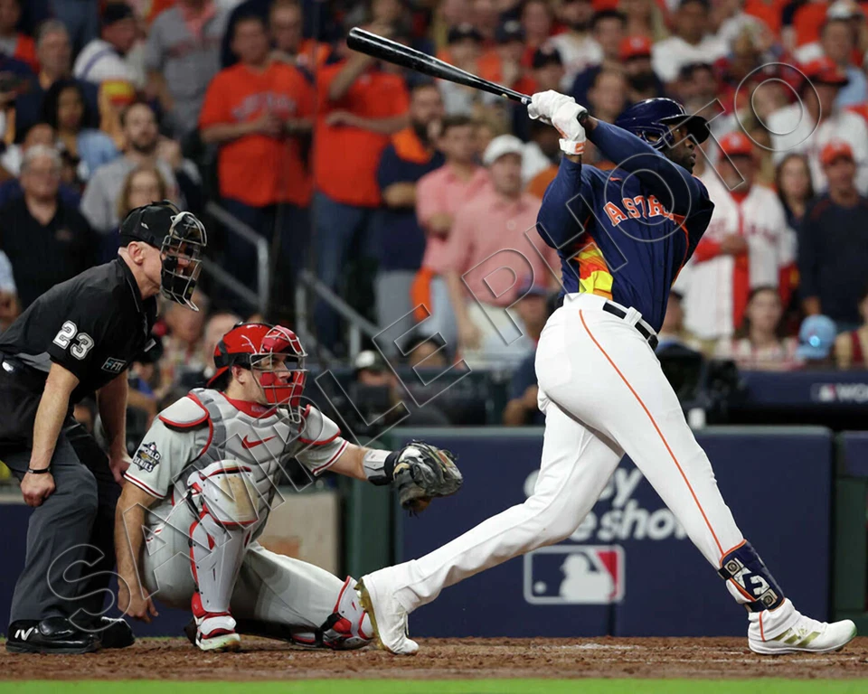 YORDAN ALVAREZ 2022 HOUSTON ASTROS WORLD SERIES CHAMPIONS HITS HR 16 X 20 PHOTO - Image 1 of 1