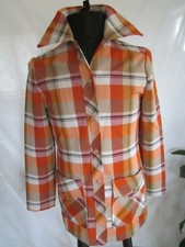 Vintage Leisure Jacket 70's Women Plaid Double Knit Polyester Sz 14