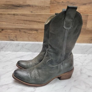 Women's 5.5 35.5 Alberto Fermani Chiara Gray Leather Cowboy Western Boots Italy - Picture 1 of 12