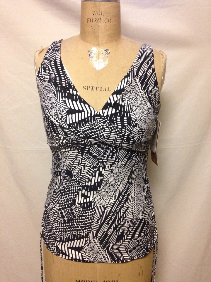 Captiva собранными в Рюш стороне танкини черный/белый M DD чашка новый с Ярлыками - Изображение 1 из 3