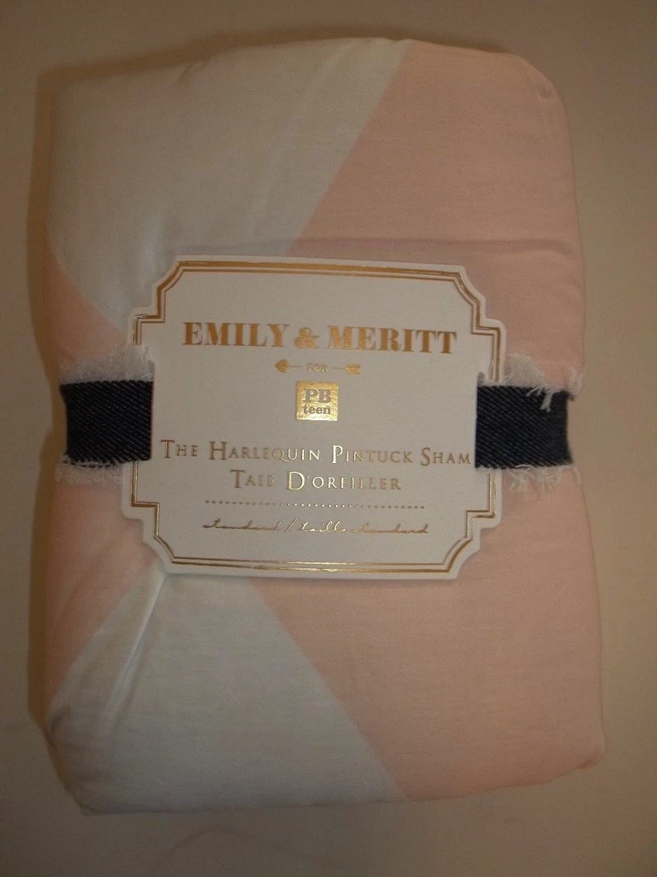 Pottery Barn Teen Emily & Meritt Harlequin Pintuck Quilted Sham Pink #99C - Image 1 of 1