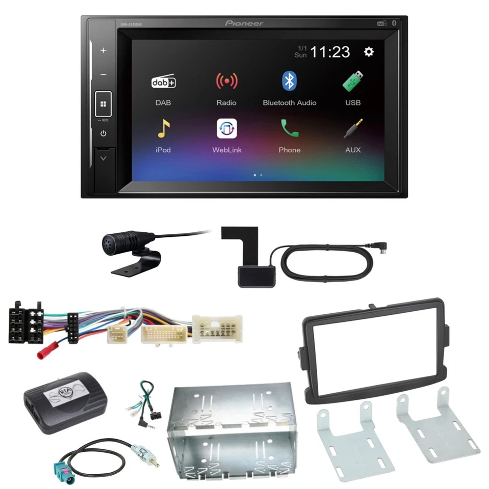 Pioneer DMH-A240DAB Bluetooth MP3 USB DAB+ Einbauset für Renault Captur Master - Bild 1 von 1