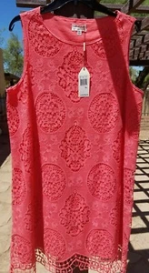 Neu mit Etikett! M.S.S.P. Max Studio ärmelloses Häkelkleid in Wassermelonenrosa XL 158 $ - Bild 1 von 3