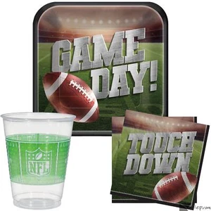 Football Game Tailgate Party 72pc Tableware, Plates Napkins & Cups, Serves 18 - Picture 1 of 4