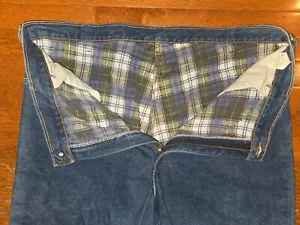 + MENS DICKIES 42X30 PLAID FLEECE STRAIGHT FIT MEDIUM BLUE FLANNEL JEANS A+++ - Picture 1 of 12