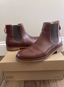 Botas Chelsea Clarks Clarkdale Gobi de cuero caoba para hombre EE. UU. 8,5 usadas una vez - Imagen 1 de 5