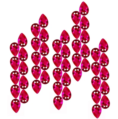 8x6 MM Natural Red Ruby Loose Gemstone 50 Pcs Lot Certified Pear Cut Gems W276 - Image 1 of 4