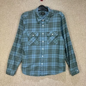 Brixton Bowery Blue Plaid Flannel Shirt Mens M Workwear Overshirt Casual - Picture 1 of 10