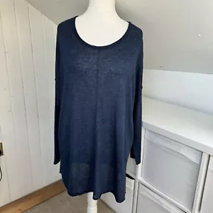 Sahara Jumper Size S/M 54” Ch NEW Dark Blue 100% Linen Oversized Top RRP £155 - Picture 1 of 11