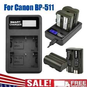 2x BP-511 BP-511A Battery + Charger for Canon EOS 40D 50D 5D 20Da BP-512 BP522 - Picture 1 of 1