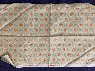Moda Fabric Cotton Peach Mint Green Geometric Lattice Floral 20132 18” x 22” - Image 1 of 4