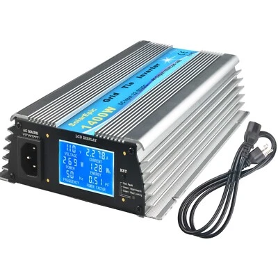 SOLAREPIC 1400W Grid Tie Inverter DC24/36V to AC110 or 220V Pure Sine Wave Built-in Meter