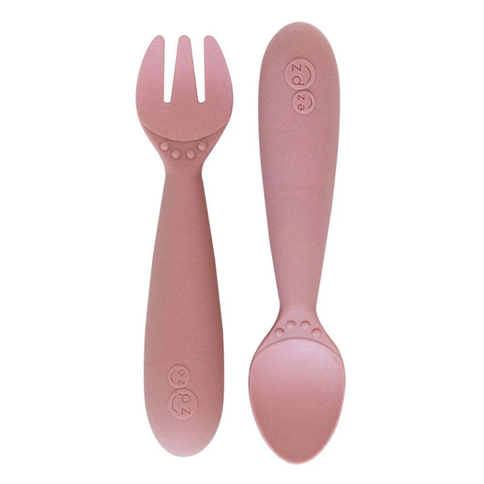 ezpz Toddler Training Mini Utensils Spoon & Fork Blush Mauve