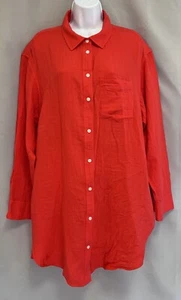 GAP Weekend Tunic Button Down Shirt Womens Sz L Crinkle Gauze 100% Cotton Top - Picture 1 of 10