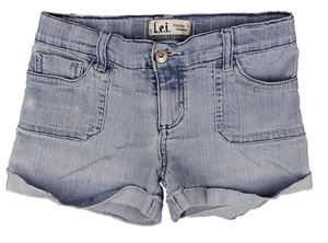 Lei Jean Shorts Girls 10 Cuffed Blue Chelsea Low Rise Light Wash - Picture 1 of 3
