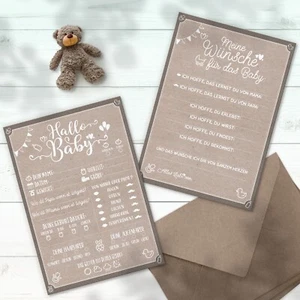 Baby Tippkarten | Babyparty Spiel | Ausfüllkarten | Ratespiel Größe A6 oder A5 - Bild 1 von 4