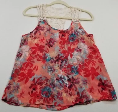 No Boundaries Tank Top Women’s Junior’s Medium Floral Sleeveless Scoopneck Sheer - Image 1 of 4
