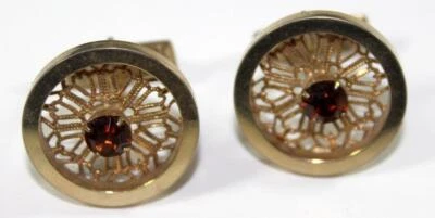 Gemelos redondos vintage 1961 con piedra de chocolate Foto 1 de 4