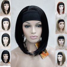 Mixed Brown Short Straight Synthetic Headband Wigs for Black Women Bob Hair Wigs
