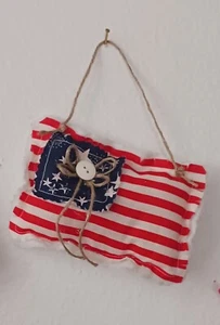 Patriotic Fabric Flag Americana Farmhouse/ Red-White-Blue/Bowl Fillers/ Ornament - Picture 1 of 3