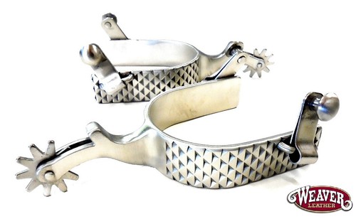 Men's Rasp Spurs Brushed Stainless Steel Heavy Western Cowboy Spurs