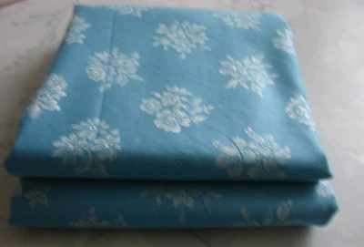 Grd  Tissu Toile A Matelas " bleu Ancien " fleurs beau metrage 4,20 /1,42 de lar - Photo 1/4