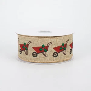 Carriola Natalizia Nastro Naturale 1,5" x 10 iarde - Foto 1 di 1
