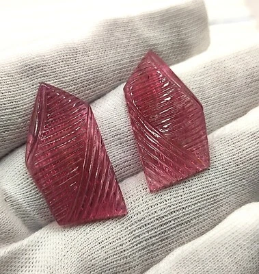 Natural Pink Colour Tourmaline Carving  Pair - New Design 46.41 ct 33x23mm - Image 1 of 4