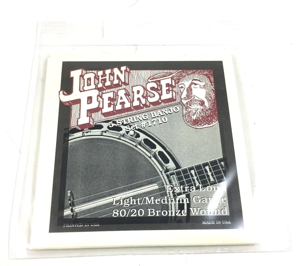 John Pearse Banjo Strings 5 Strings 80/20 Bronze Wound Lt / Med Gauge Extra Long - Image 1 of 4