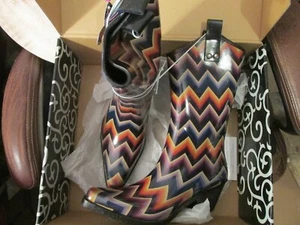 BLAZIN ROXX~WOMENS KALE~MULTI-COLOR CHEVRON PATTERN~COWGIRL~RAIN BOOTS~SZ 7~NIB - Picture 1 of 7