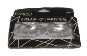 Eyelashes ~ Metalic Silver~ Adhesive Included ~ Eye Lash Lashes ~ Costume Wear - Picture 1 of 2