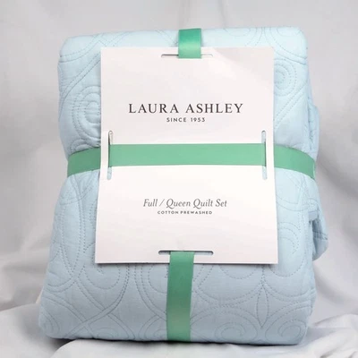 NEW Full/Queen Laura Ashley Felicity Breeze Blue Quilt Set - Image 1 of 4