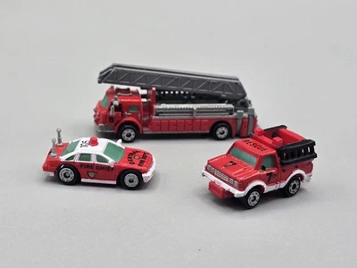 Micro Machines Fire Truck Hook & Ladder Deluxe Red #8, Plus 2 Rescue Vehicles  - Image 1 of 4