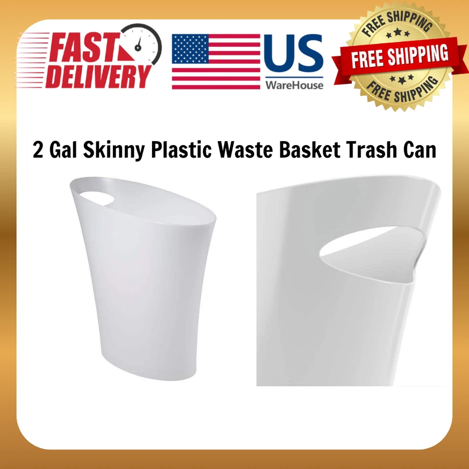 Umbra SKINNY Sleek & Stylish Bathroom Trash Small Garbage Can Wastebasket for 2
