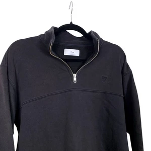 TNA Aritzia Womens Medium Cozy Sweatshirt 1/4 Zip Black Pullover Athleisure M - Picture 1 of 6