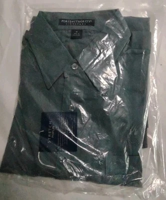 Camisa social Port Authority popeline elástica com botões M cinza azulado - Imagem 1 de 4