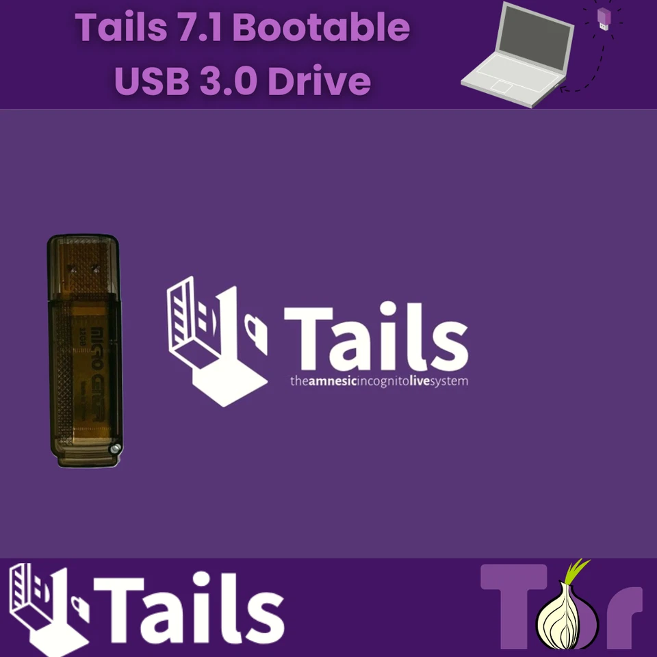Tails Linux 7.1 Bootable | USB 3.0 32GB | Secure Anonymous OS for Privacy - Image 1 of 2