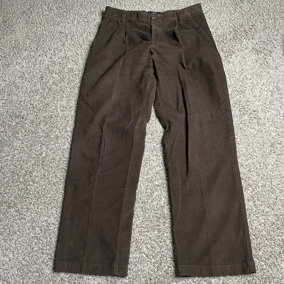 Pantalones de pana Dockers para hombre 33 X 32 marrón calce clásico D3 pierna recta plisada Foto 1 de 4