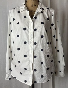 Camisa Boden The Classic W0189 Blanco Azul Lunares Abotonada Talla 12R - Imagen 1 de 6