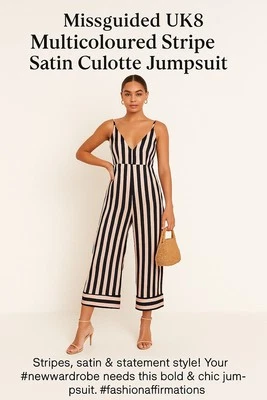 Mono culotte satinado a rayas multicolor Missguided UK8 | Audaz, elegante y listo  Foto 1 de 4