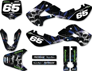 Kit completo de calcomanías personalizadas estilo calavera para adaptarse a Kawasaki KX 65 2000 - 2026 kit de pegatinas - Imagen 1 de 4